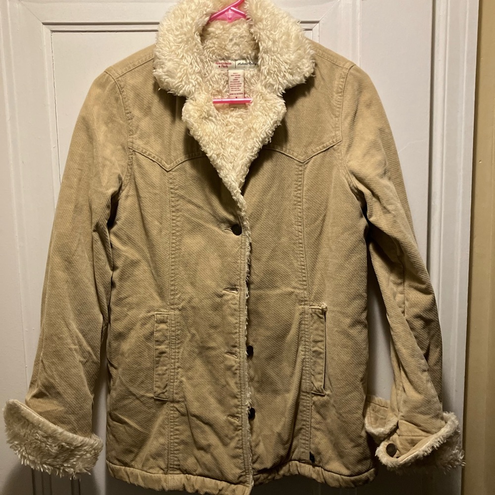 Abercrombie & Fitch Cream Teddy Jacket